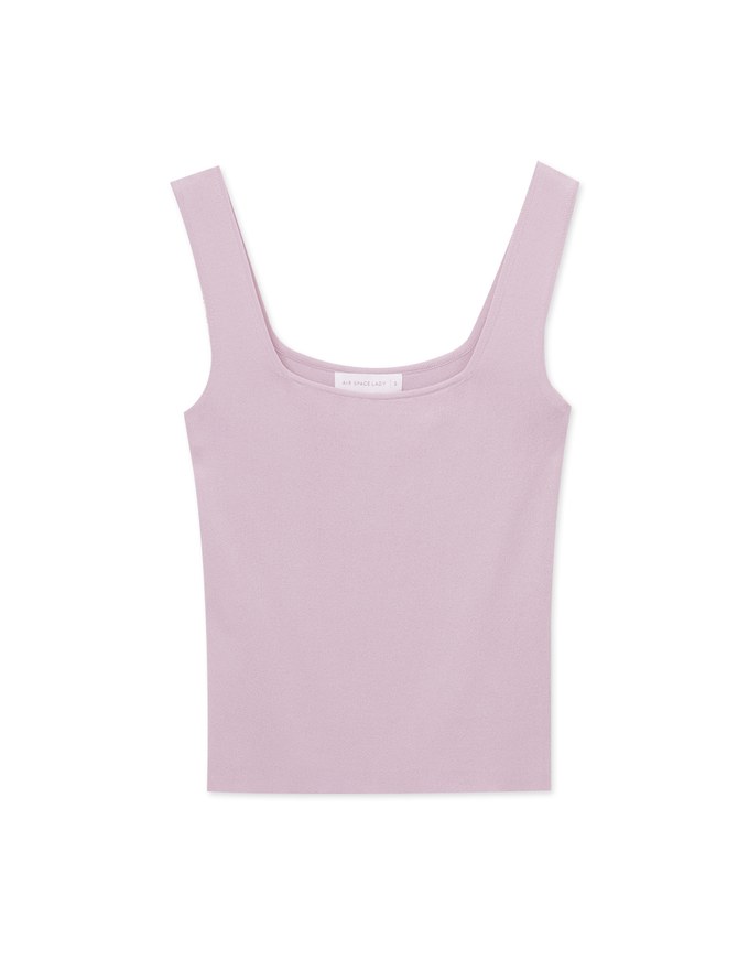 Simple Square Neck Mesh Tank Top