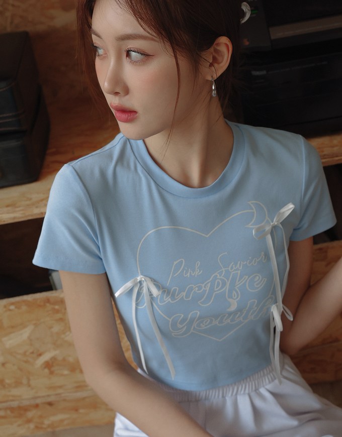 Korean Style Bow Satin Ribbon T-Shirt