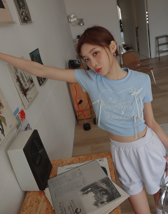 Korean Style Bow Satin Ribbon T-Shirt