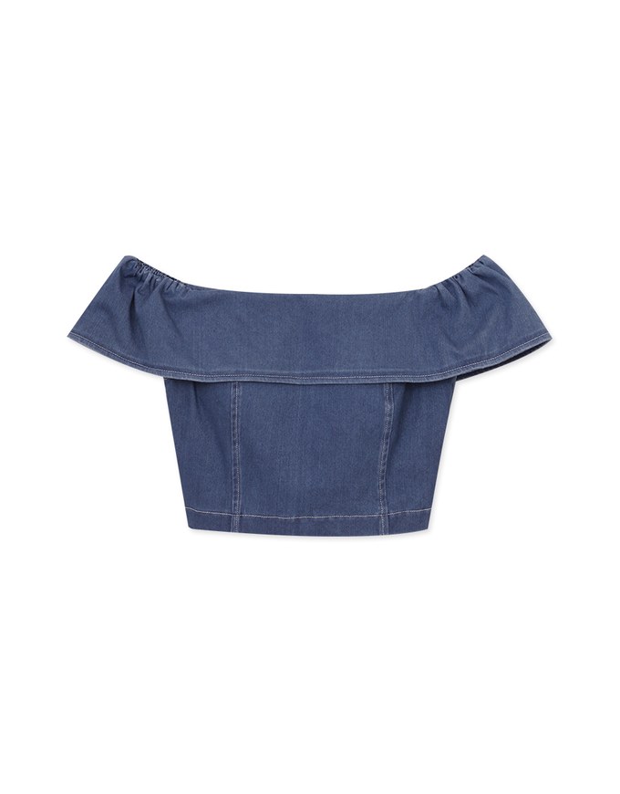 Ruffle Jeans Denim Padded Tube Top