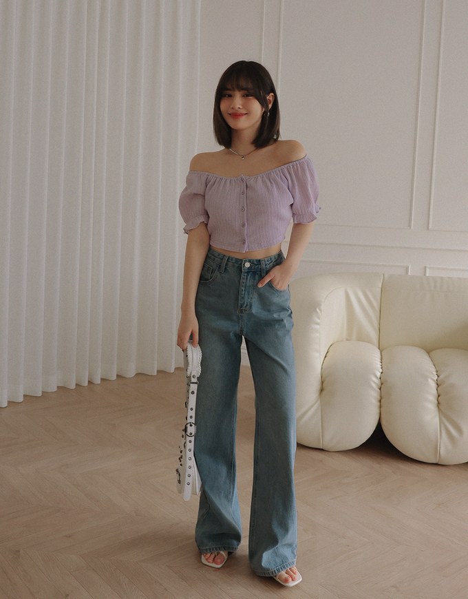 2 Way Square Neck Puff Sleeve Top