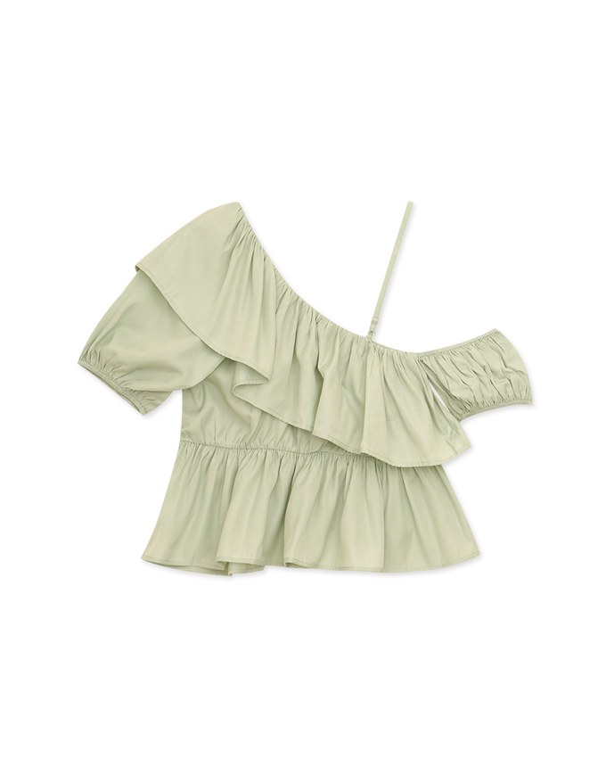 French One Shoulder Ruffle Top