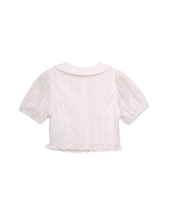 Wide Collar Sweet Puff Sleeve Top