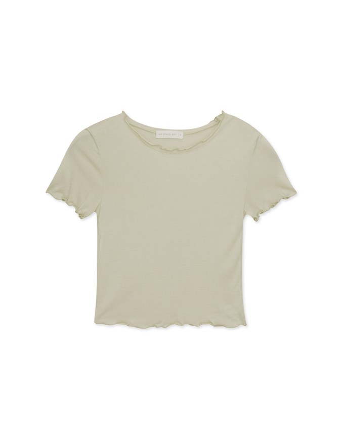 Slightly Sheer Ruffled Short Sleeve Top