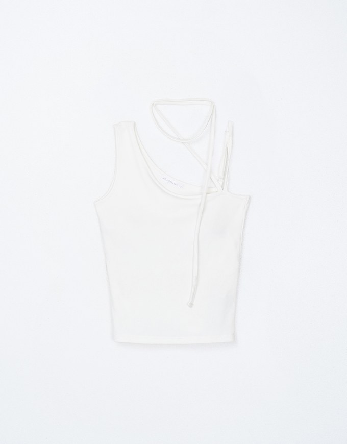 Halter Tie Asymmetrical Padded Tank Top