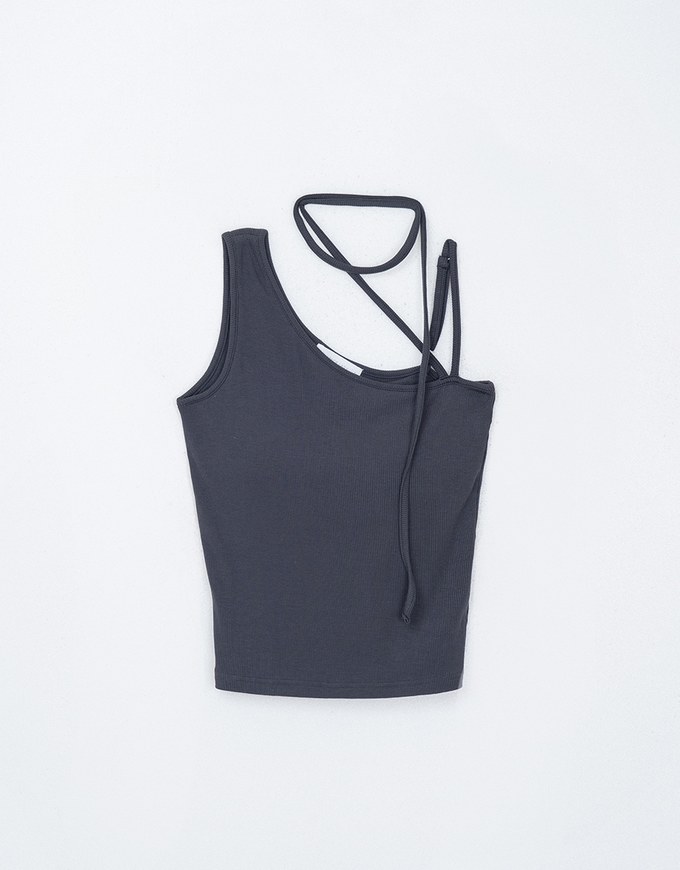 Halter Tie Asymmetrical Padded Tank Top