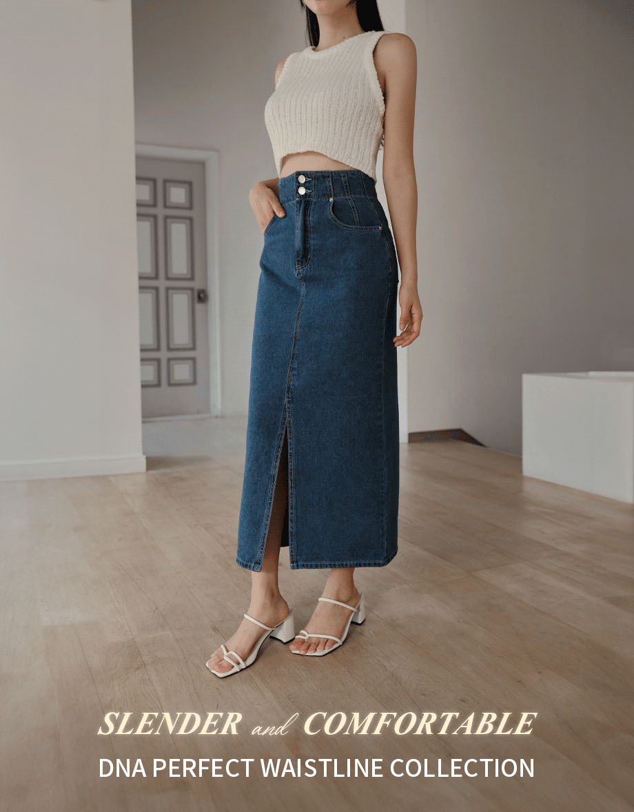 DNA Perfect Waistline Airy Jeans Denim Long Skirts