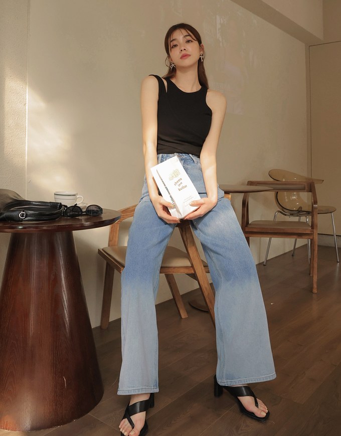 Casual Jeans Denim High Waisted WIde Pants Culottes