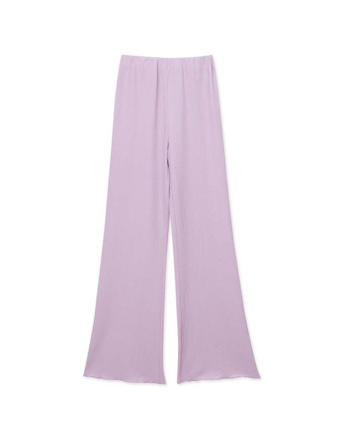 Lightweight Bubble Gauze Ruffled High Waist Wide Pants Culottes