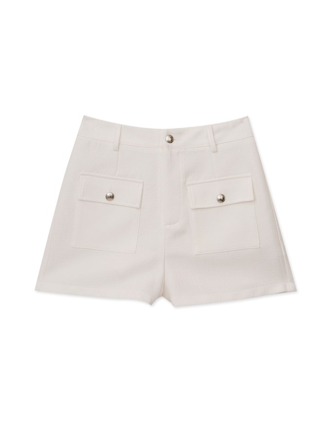 Double Pocket Woolen High Waist Shorts