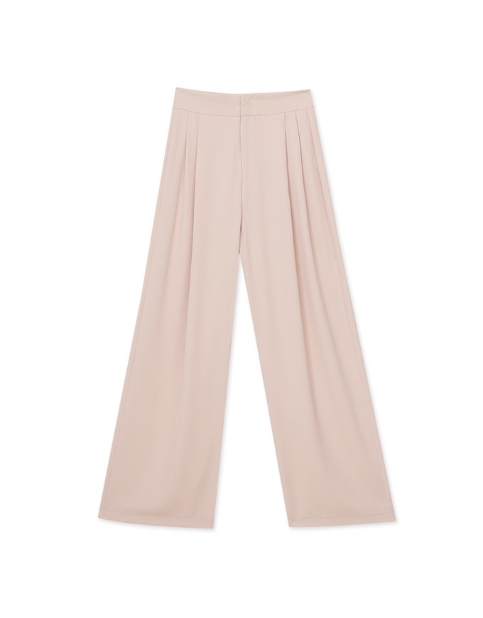 Sleek Hidden Placket Pleated High Waisted Wide Pants Culottes