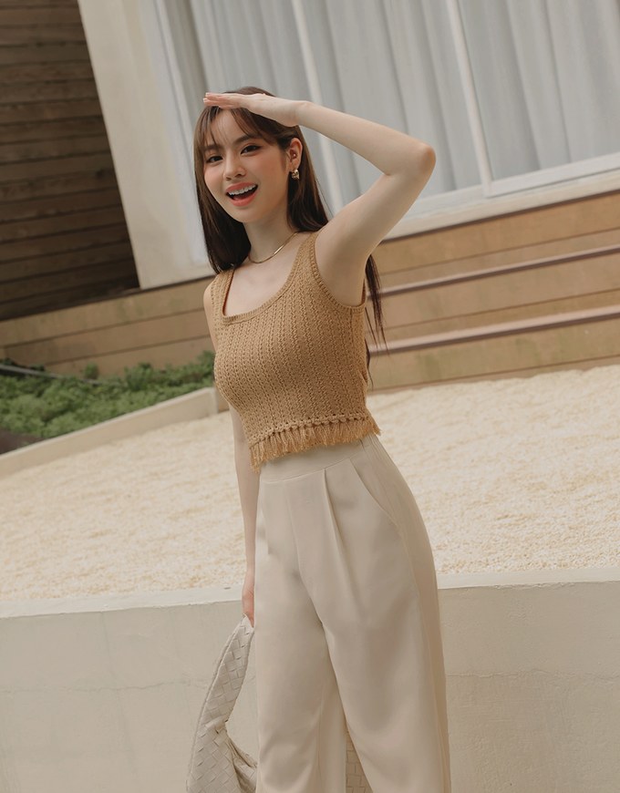 Classic Pleated Straight Leg High Waist Wide Trousers