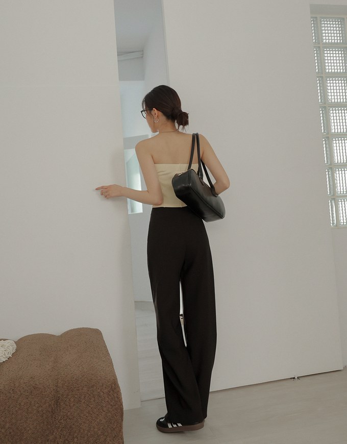 Extended Length High Waist Straight Leg Trousers