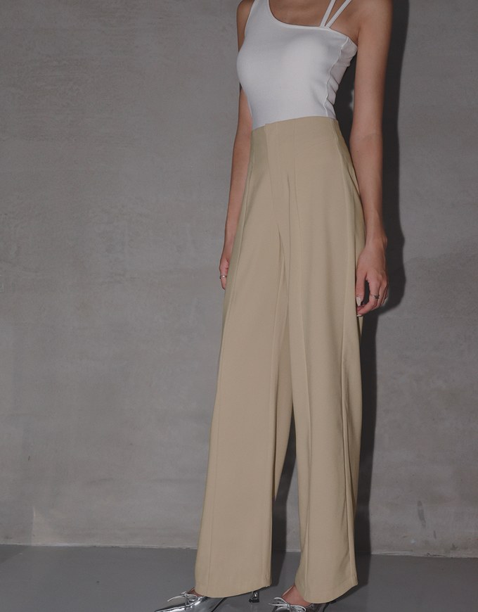 Extended Length High Waist Straight Leg Trousers