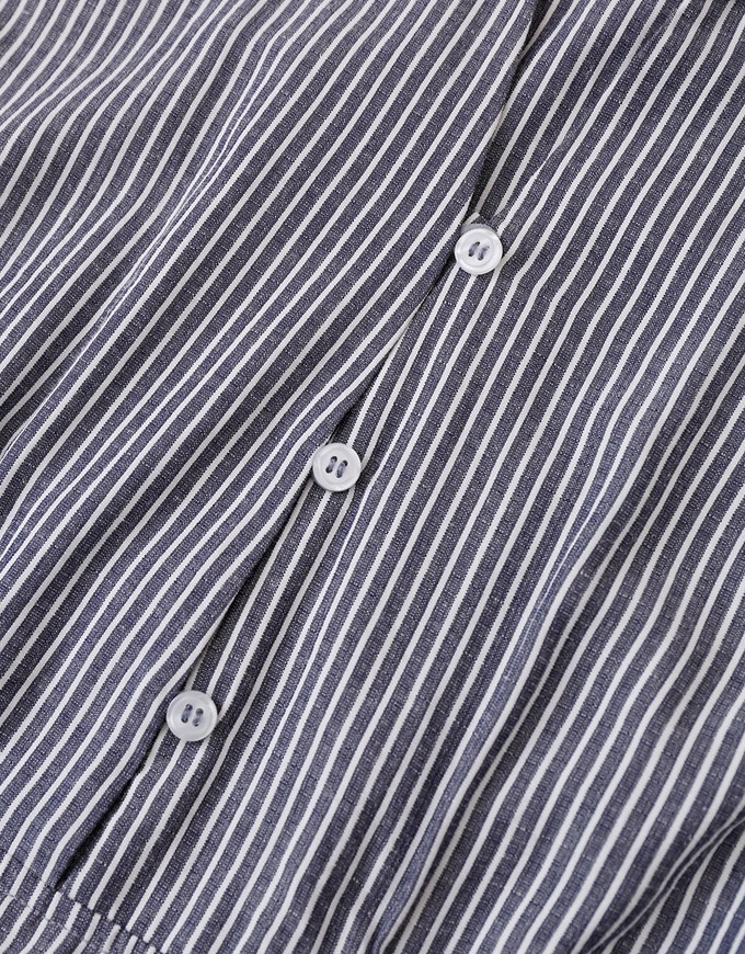 Stripe Low Back Blouse Midi Dress