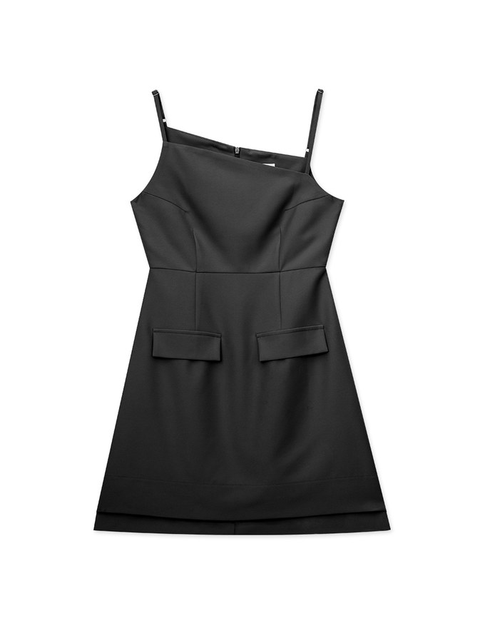Asymmetric Textured Blazer Strap Mini Dress