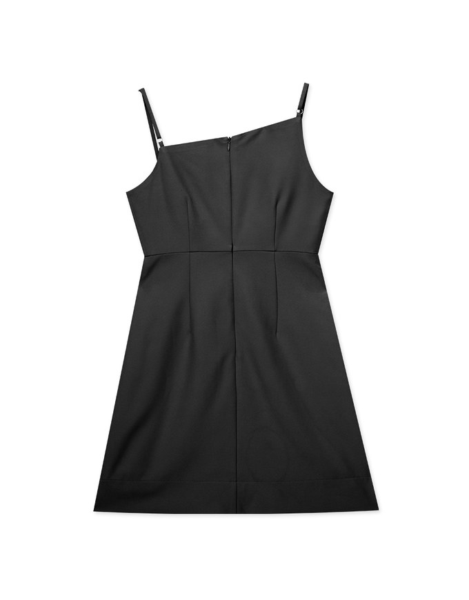 Asymmetric Textured Blazer Strap Mini Dress