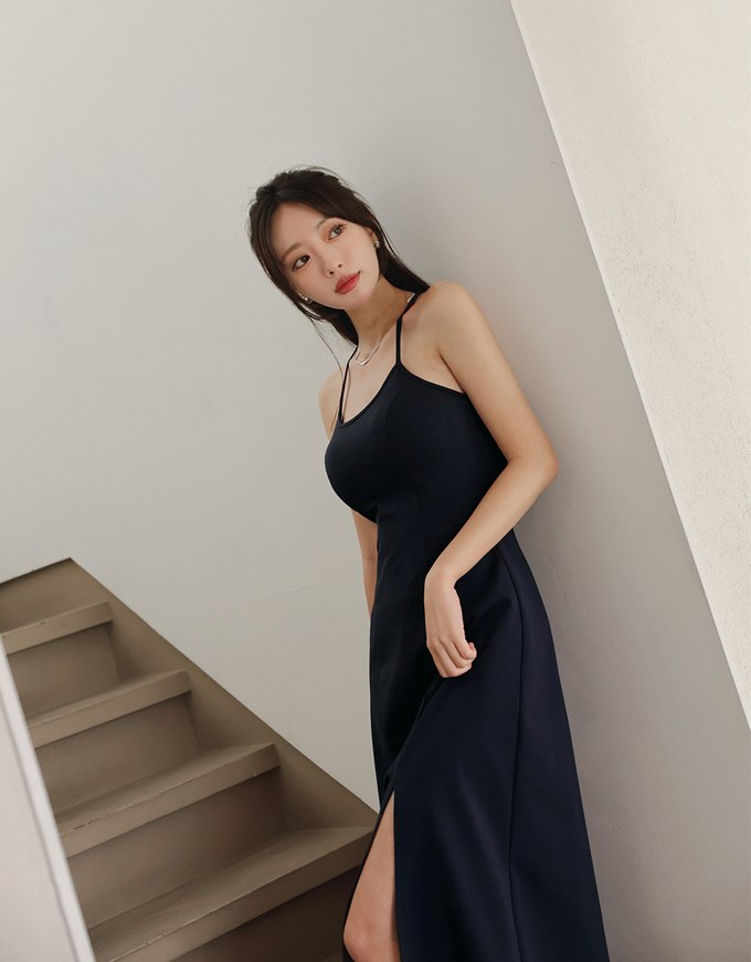 Cooling Bra Padded Backless Midi Dress