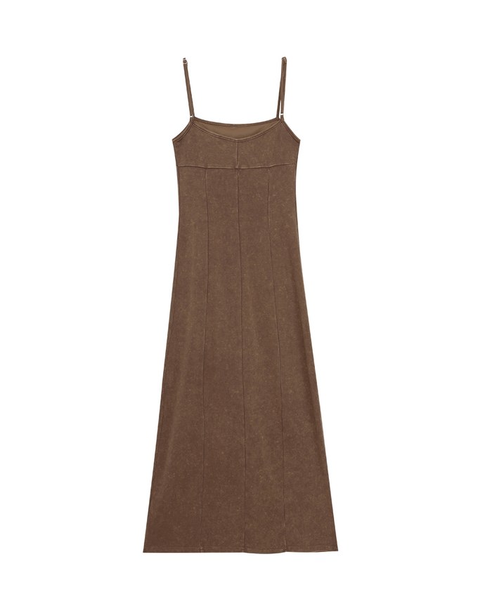 Vintage Washed Thin Strap Padded Maxi Dress