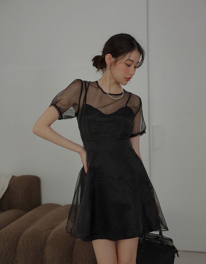 Fashionable Layered Sheer Mini Dress