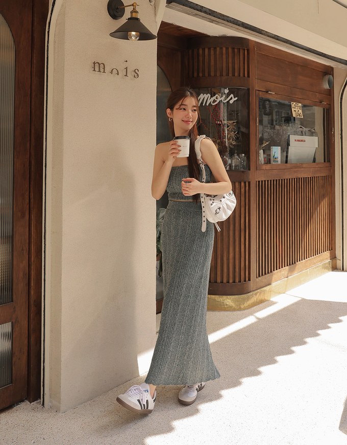 Bohemian Boho Style Tube Long Skirts Padded Set Wear