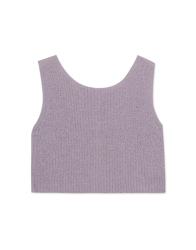 Round Neck Back Slit Knit Vest