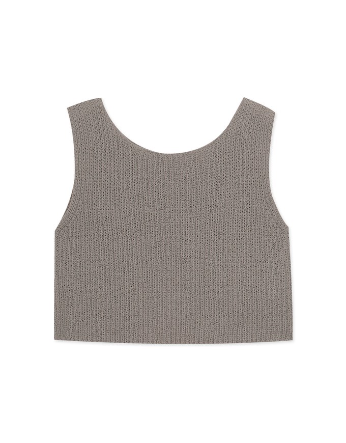 Round Neck Back Slit Knit Vest