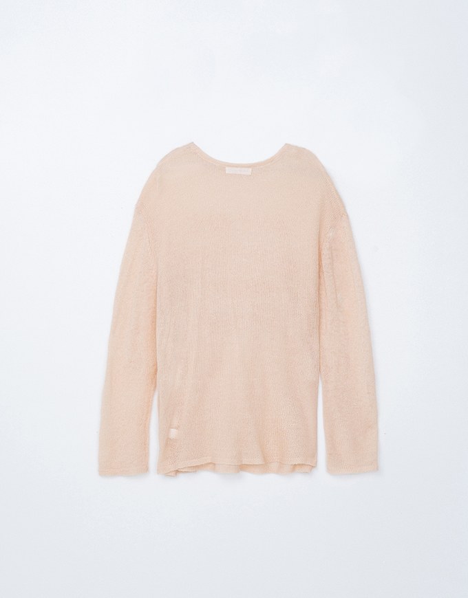 Sheer Letter Stitch Oversized Sweater Knit Top