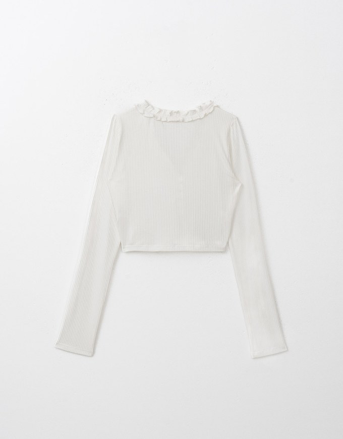 French Style Cardigan Top with Ruffled Trim