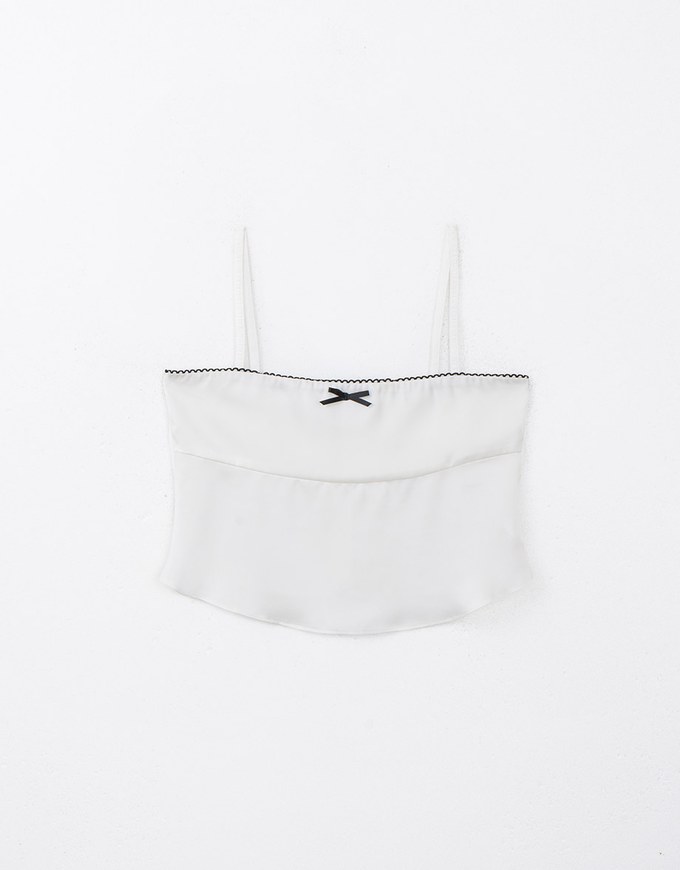 Satin Camisole with Bowknot and Lace Trim Details