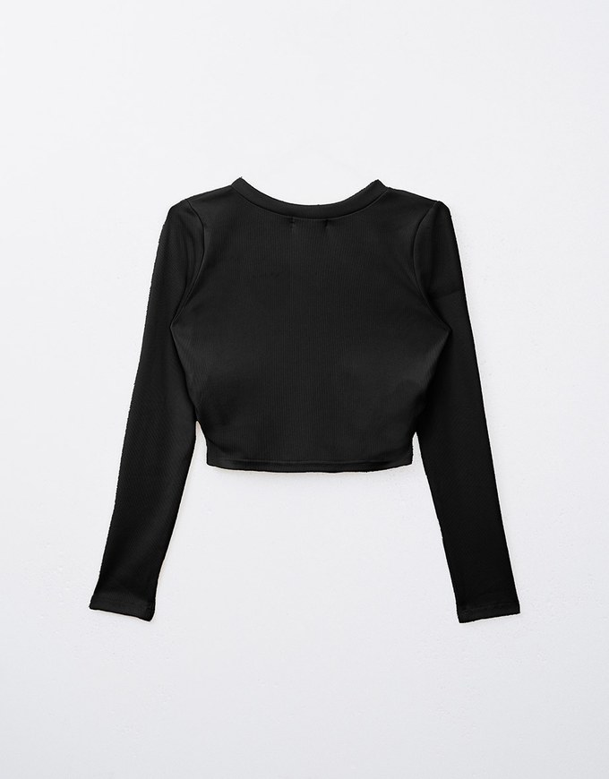 Minimalist V Neck Ruched Long Sleeve Top