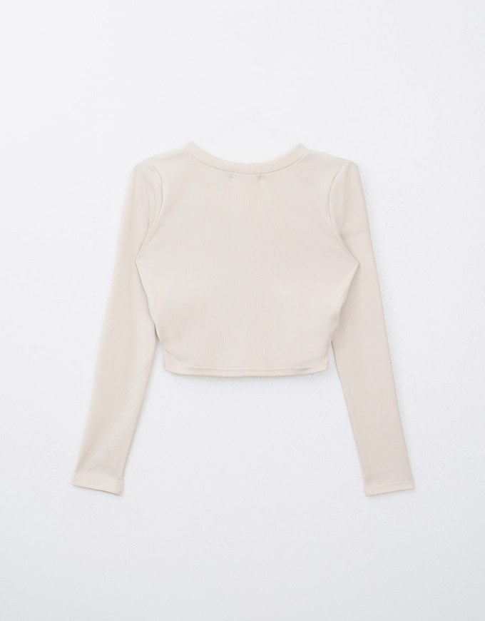 Minimalist V Neck Ruched Long Sleeve Top