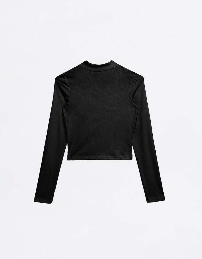 Cooling Lightweight Mock Neck Long Sleeve Ribbed Top