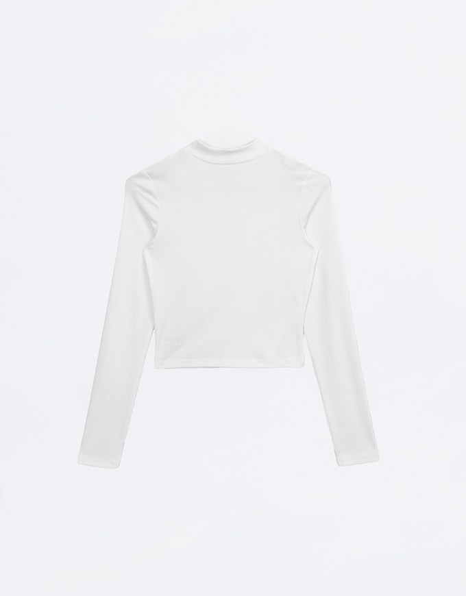 Cooling Lightweight Mock Neck Long Sleeve Ribbed Top