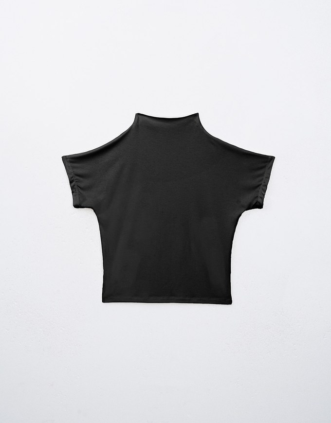 Modal Fabric Half Turtleneck Fitted Short Sleeve Top