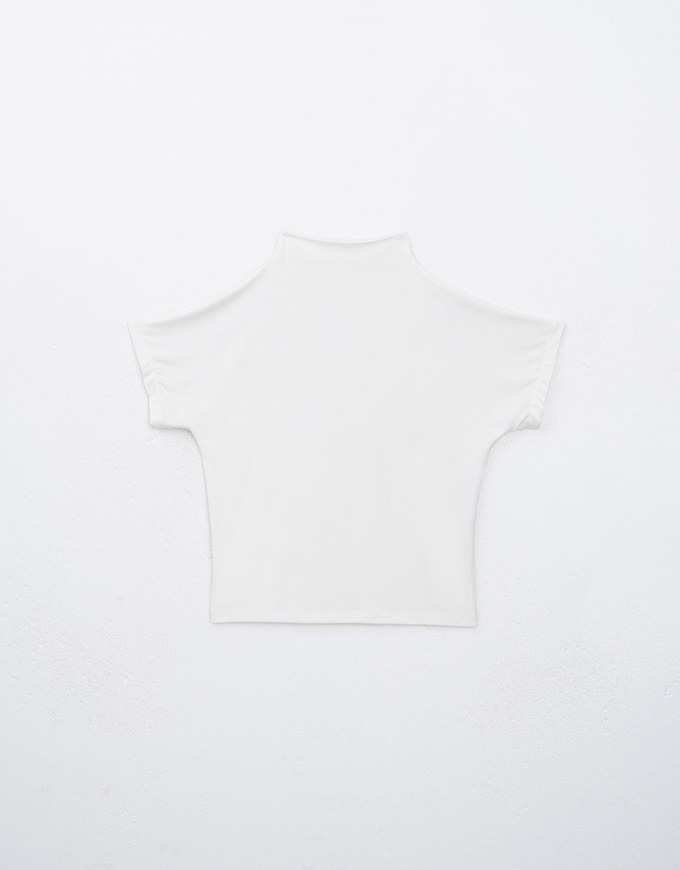 Modal Fabric Half Turtleneck Fitted Short Sleeve Top