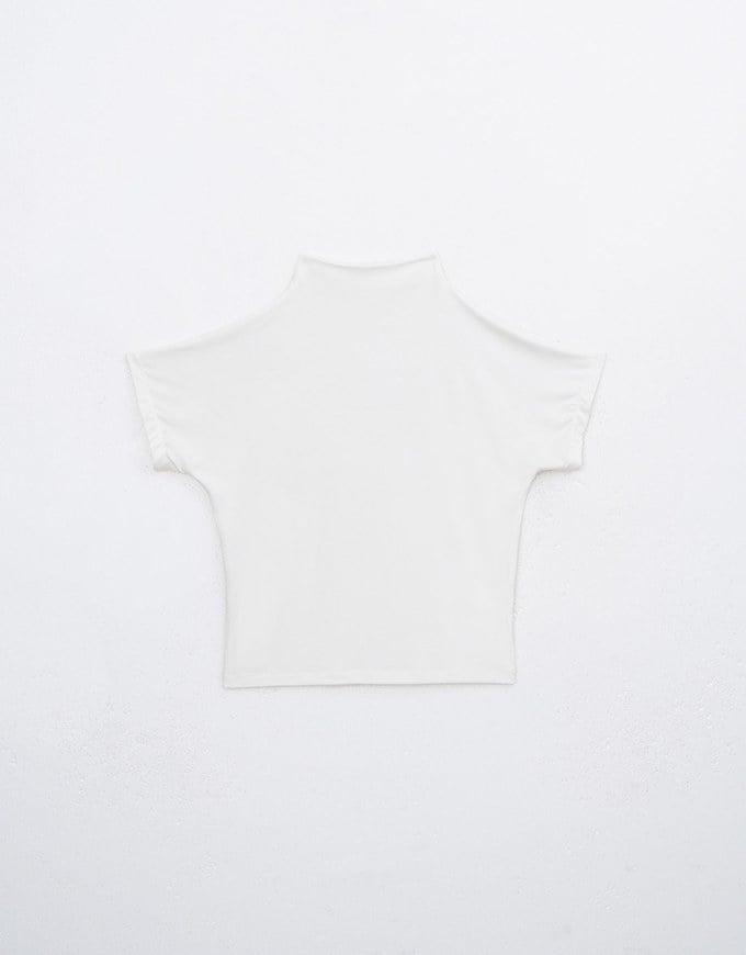 Modal Fabric Half Turtleneck Fitted Short Sleeve Top