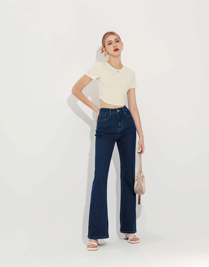 Cooling Ruched Side Fitted Cropped Top