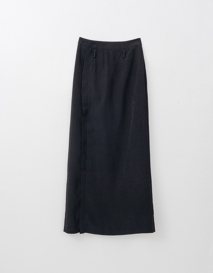 Hidden Placket Double Zipper Slit Long Skirt