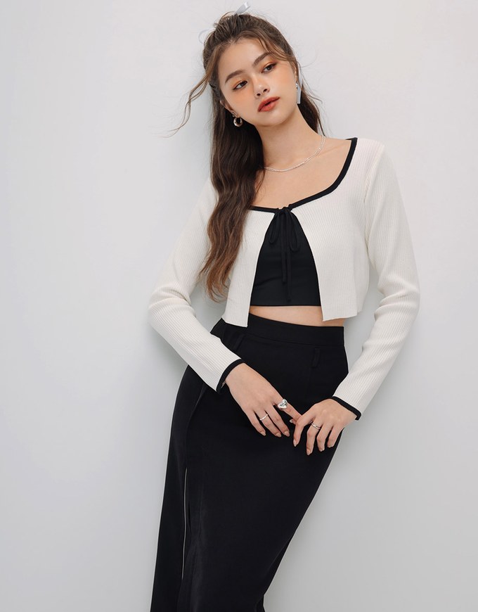 Hidden Placket Double Zipper Slit Long Skirt