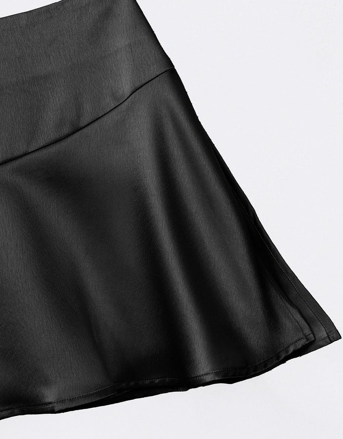 【HEYMAN Design】High Waist Silky Glow Satin A Line Mini Skirt