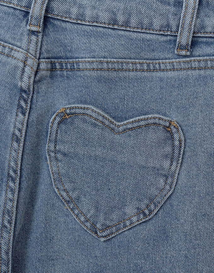 Heart Shape Pocket Jeans Denim Flared Trousers