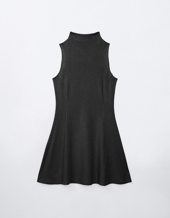 【Cooling】Modal Fabric Half Turtleneck Sleeveless Mini Dress