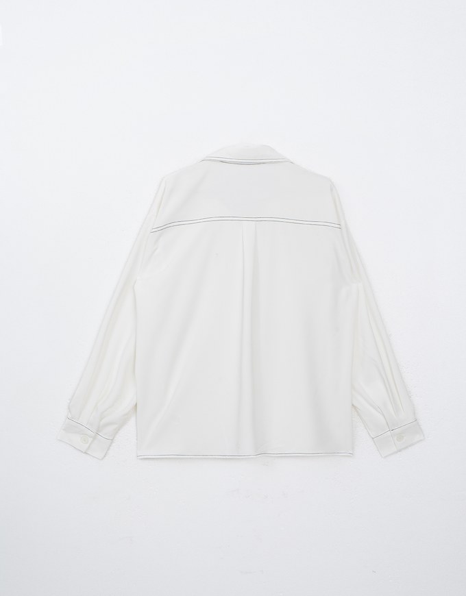 Edgy Stitching Button Down Collar Blouse