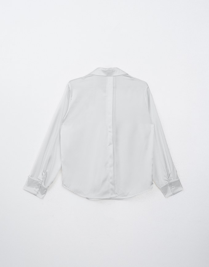 Satin Casual Long Sleeve Button Up Blouse