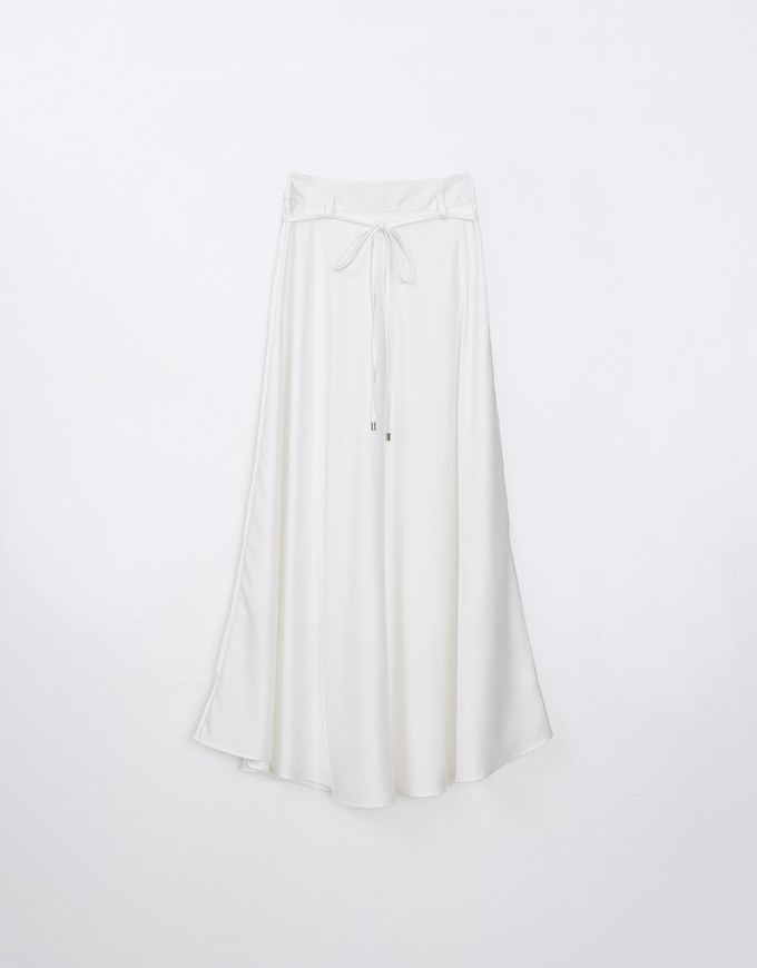 Flowy Flare Satin Maxi Skirt (with Belt)