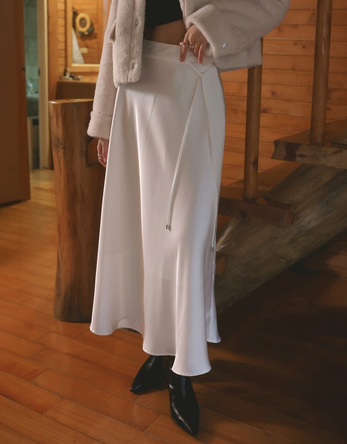 Flowy Flare Satin Maxi Skirt (with Belt)