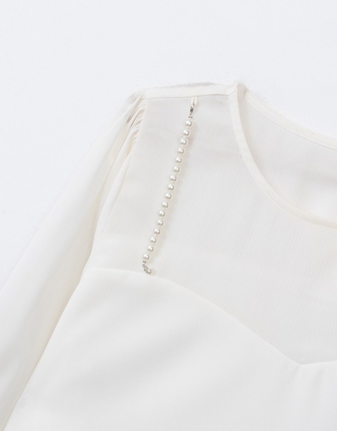 Pearl Embellished Sheer Chiffon Top