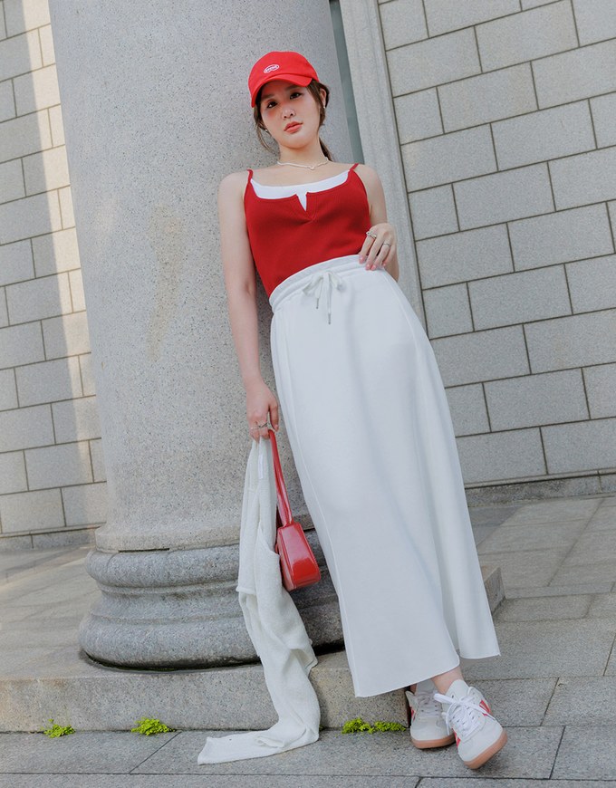 H Line Straight Cut Long Skirt