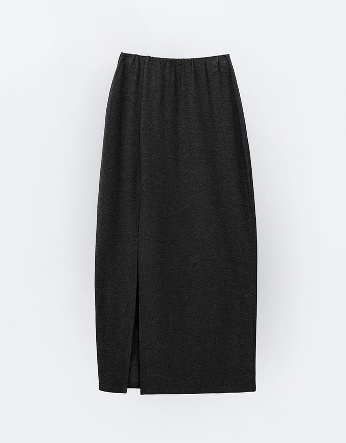 Solid Color Fleece Lined Side Slit Accent Maxi Skirt